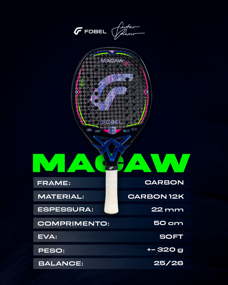 Raquete de Beach Tennis Macaw Gustavo Russo 2025
